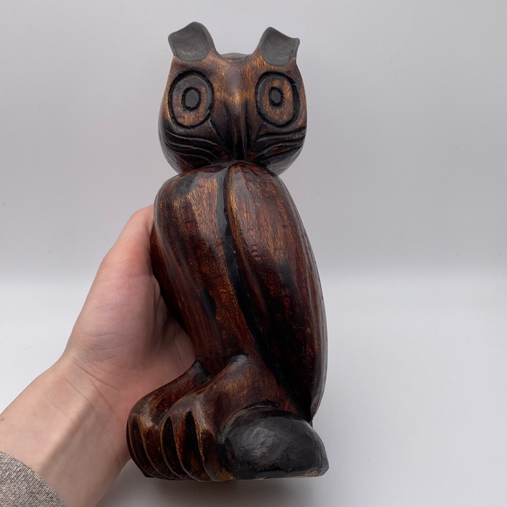 Vintage Brown and Black Owl Figurine